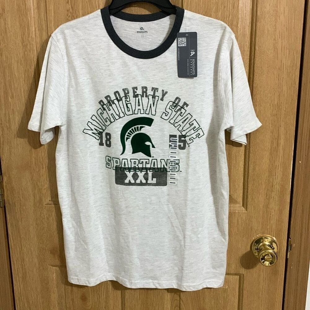 Knights Apparel Spartans Michigan State T-Shirt Size Medium Grey Green
